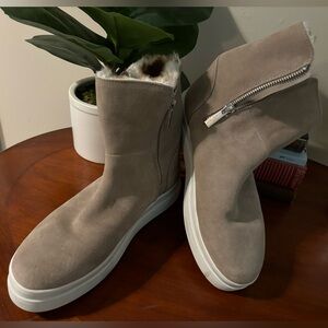J/Slides NYC - Suede Zip-Up Fur Lined Boots